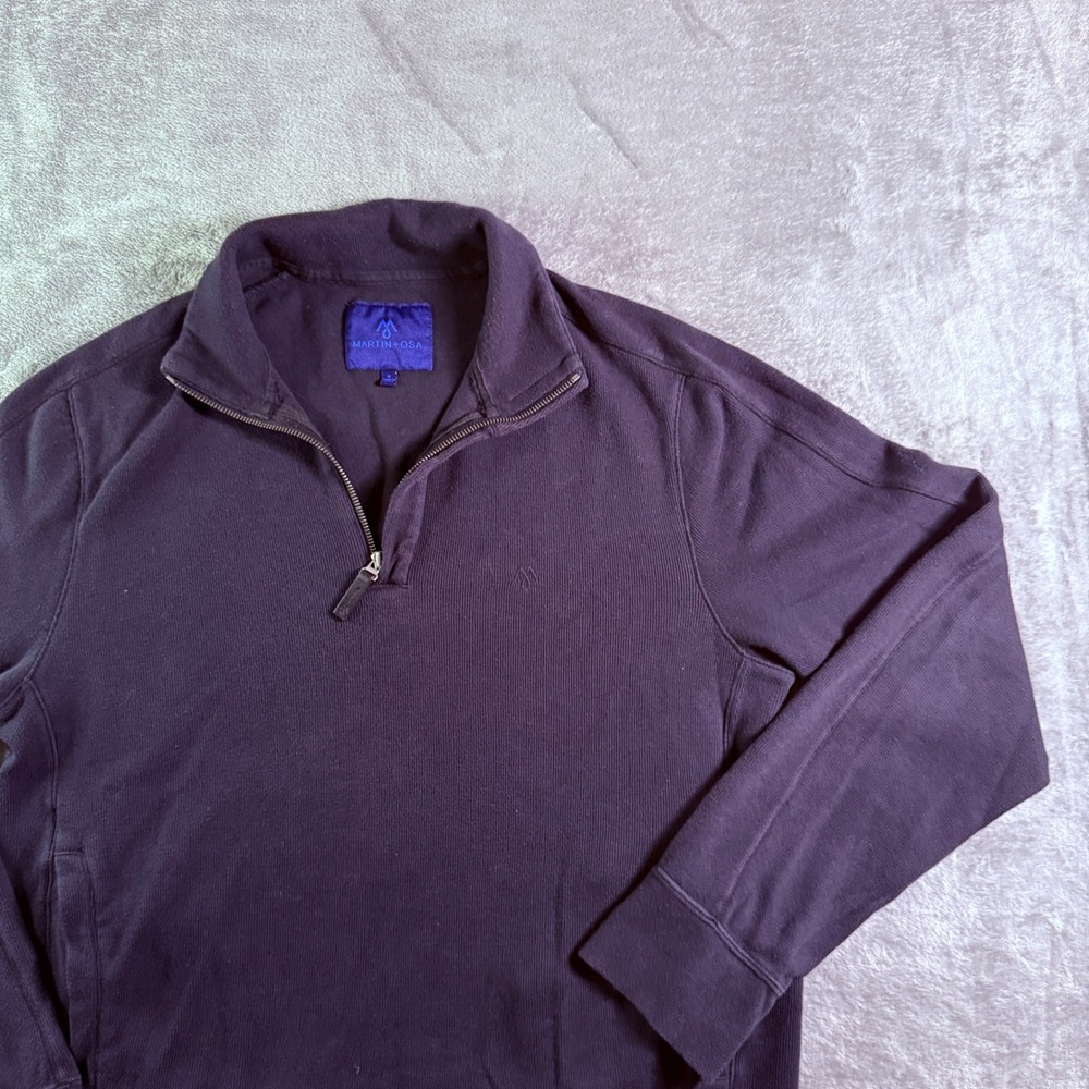 Martin + Osa Mens Quarter Zip Pullover Sweatshirt fade purple/black Casual (read
